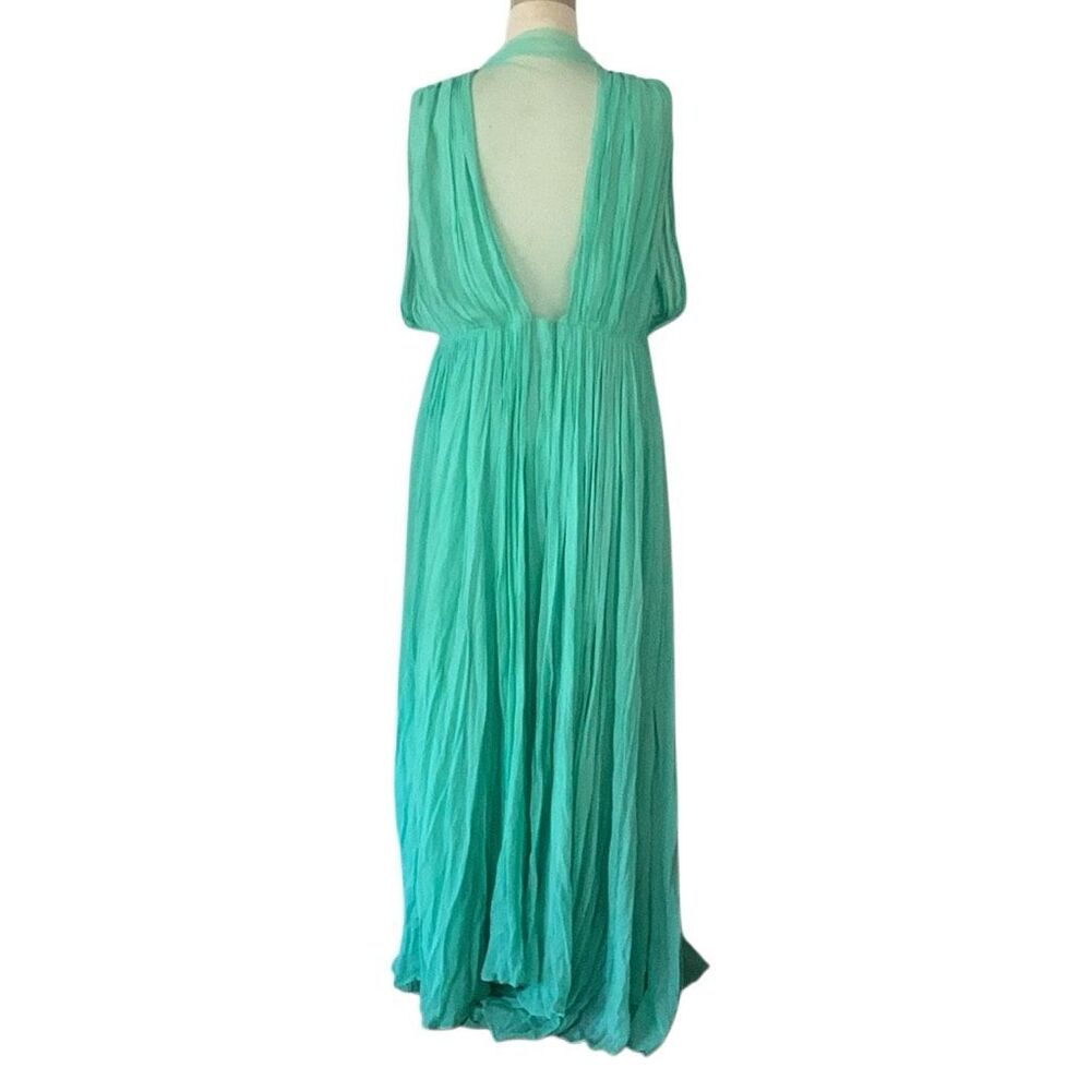 NWT Free People Women's Aqua Chiffon Sleeveless Long Deep V-Neck Maxi Dress 2X - Picture 5 of 10